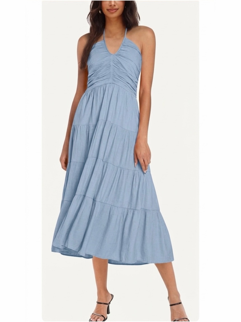 Deep Self Smocked Halter Dress